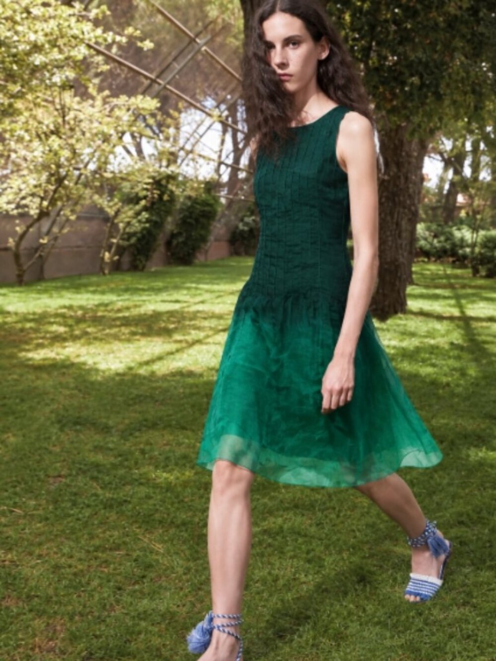 THEORY Silk Midi Dress in Emerald Green $425